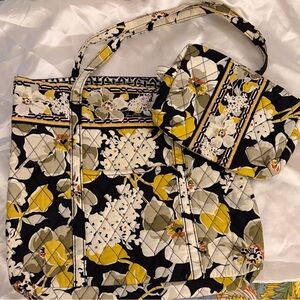 Vera Bradley retired Dogwood pattern Floral Tote and Make Up bag